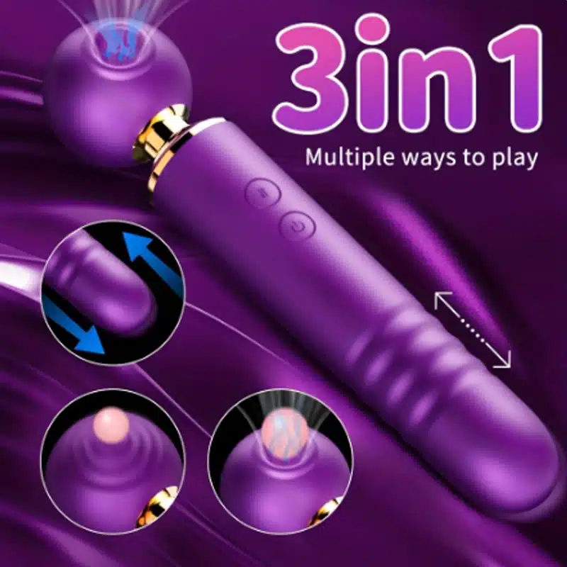 3 in 1 Sucking, Thrusting And Vibrating Meng Magic Wand Vibrator - Image 3