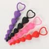 Silicone Anal Beads with Heart Handle Butt Plug